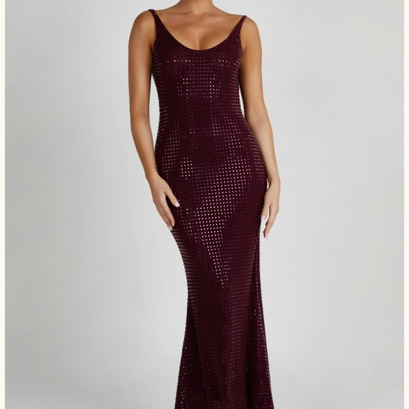 Meshki Dresses & Skirts - Meshki Pam Square Diamante Maxi Dress - Berry